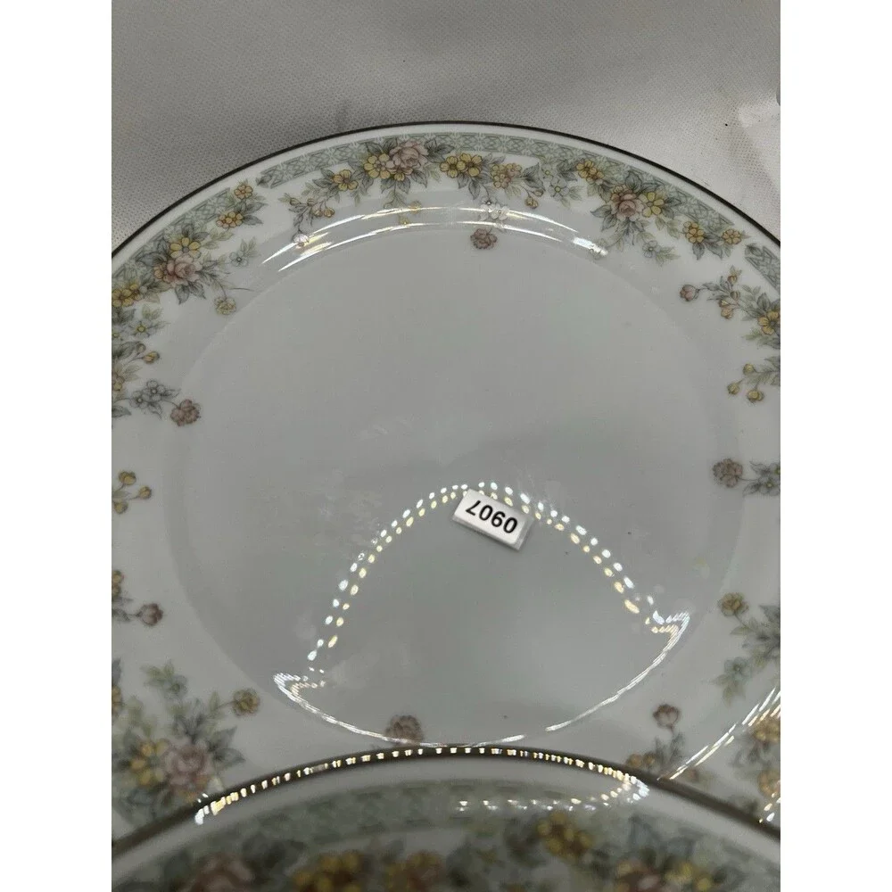 2 plates Noritake 2932 Spring Field Floral  Silver Rim Edge dinner dish 10
